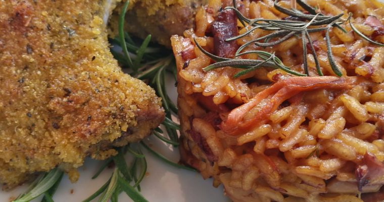 Abbacchio in crosta di Mais e aromi con Risottino Autunnale
